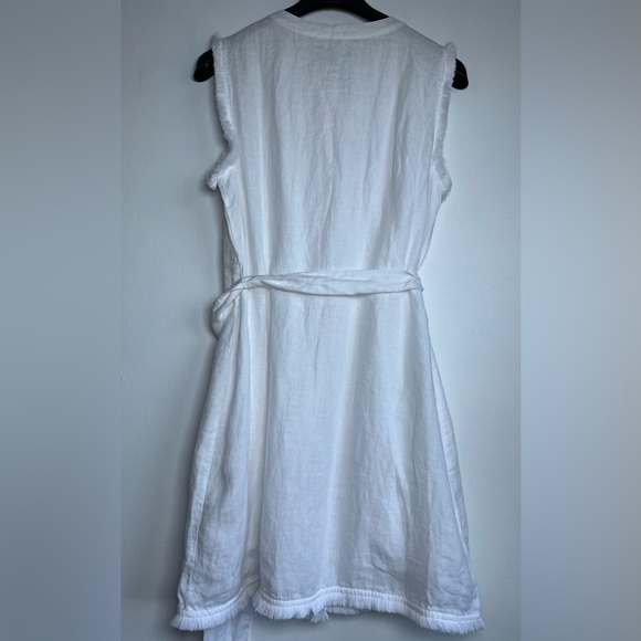 NW T J.Crew Size XL 100% Linen Raw-hem mini shirtdress In white - Picture 11 of 15
